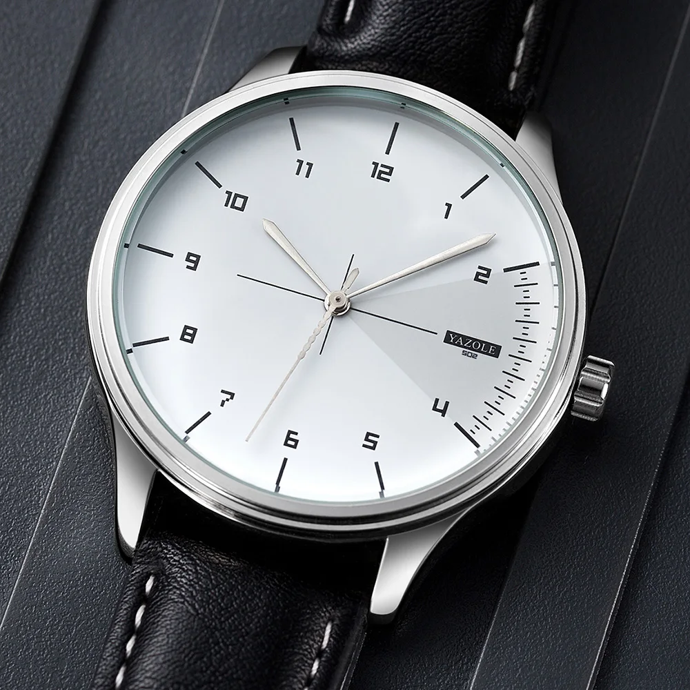 Leather Watch Band Men - 탑 브랜드 YAZOLE 남성용 쿼츠 시계
