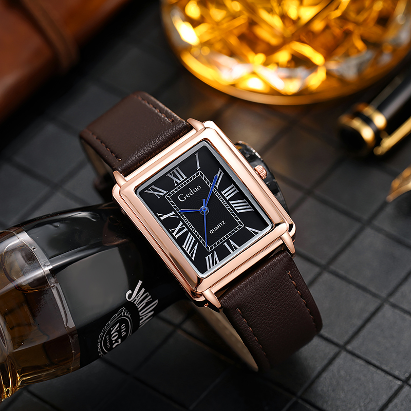 새로운 패션 럭셔리 디자이너 직사각형 다이얼 쿼츠 시계 - Leather Watch Band Men 리뷰 및 가격