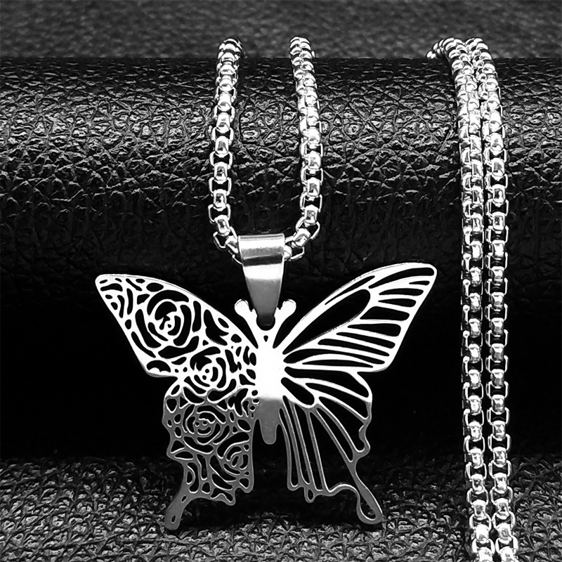 미적 나비 장미 꽃 펜던트 목걸이 스테인레스 스틸 골드 - Butterfly Clasp Deployant 리뷰 및 가격