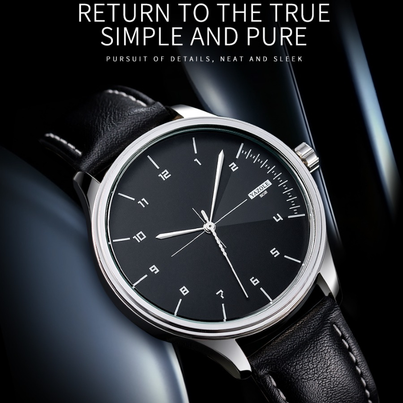 탑 브랜드 YAZOLE 남성용 쿼츠 시계 패션 캐주얼  - Leather Watch Band Men 리뷰 및 가격