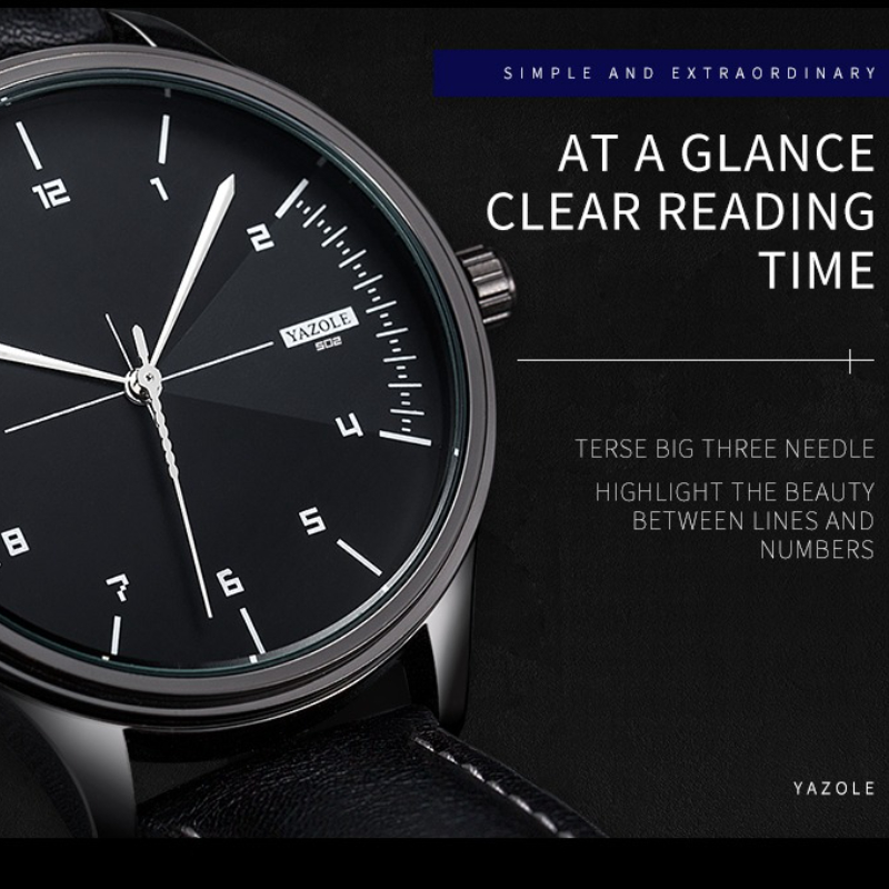 탑 브랜드 YAZOLE 남성용 쿼츠 시계 패션 캐주얼  - Leather Watch Band Men 리뷰 및 가격
