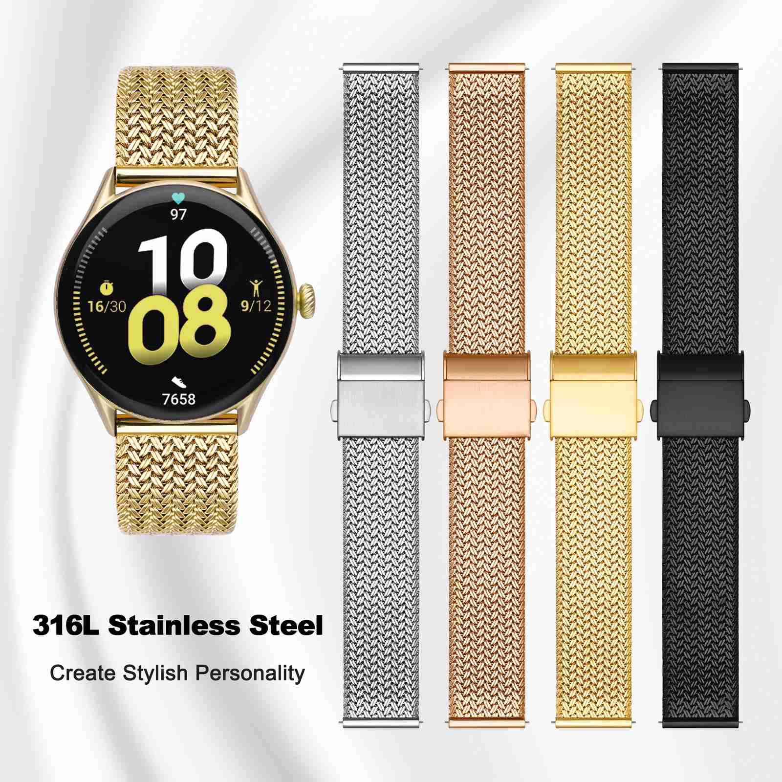 WOCCI 금속 시계 밴드 316L 스테인레스 스틸 1 - Mesh Strap Metal 리뷰 및 가격